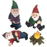 Drunk Gnomes for Garden, 3PCS Mini Gnomes with 1PC Fire, Resin Fairy Garden Gnomes, Funny Naughty Gnomes for Outdoor Indoor Patio Yard Lawn Porch 1