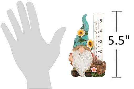 The Bridge Collection Cute Garden Gnome Rain Gauge (Green)