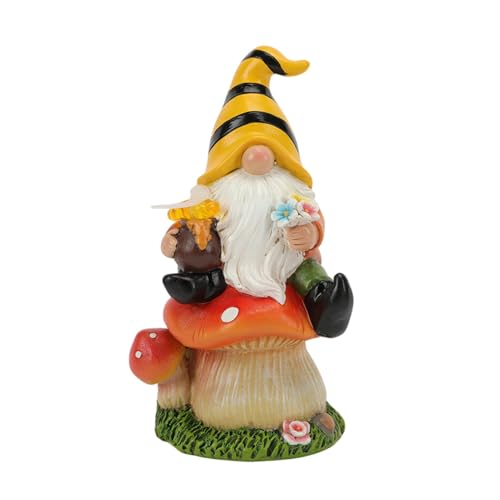 Vriusi Solar LED GNOME Statue Resin GNOME Sculpture Outdoor Garden Decor Lawn GNOME Figurine Solar Yard Decor Solar-Powered GNOME LED GNOME Yard Statue Garden GNOME Light Outdoor Tabletop GNOME