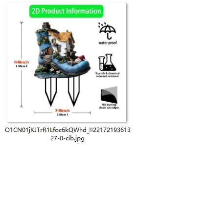 Garden Hanging Ornament Acrylic Gnome Shoe Yard Art Indoor Outdoor Decorative Unique Design For Home Patio (Blue, 30X20cm)