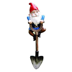 Tixqeaif Garden Gnomes Decorations for Yard, Funny Outdoor Statue Gift, Naughty Knome Standing on A Shovel, Home Sculptures Easy Install Easy to Use
