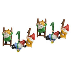 Toyvian 2sets 3pcs Dwarf Statues for Garden Decor Unique Gnome Hanging Ornaments Intricate Tree Pendants for Outdoor Spaces Lively Courtyard Decoration 3pcs*2