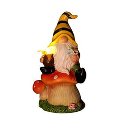 Vriusi Solar LED GNOME Statue Resin GNOME Sculpture Outdoor Garden Decor Lawn GNOME Figurine Solar Yard Decor Solar-Powered GNOME LED GNOME Yard Statue Garden GNOME Light Outdoor Tabletop GNOME