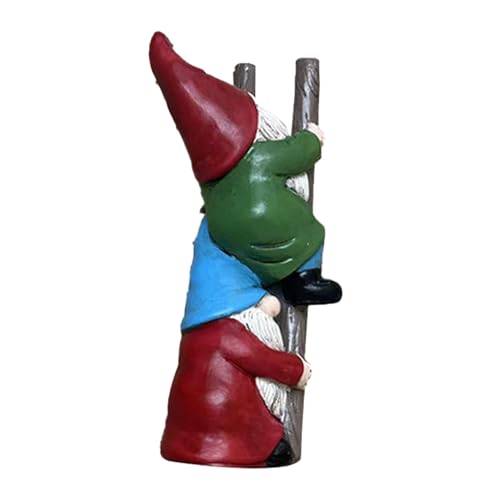 Resin Garden Gnomes, Dwarf Sculpture Statues, Resin Figurine, Cartoon Dwarf Garden Statues, Stair Climbing Dwarf, Cartoon Garden Gnomes for Patio Fence Garden Outdoor