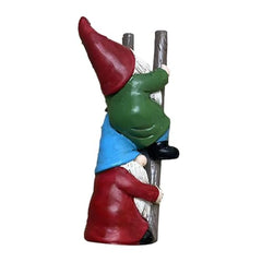 Resin Garden Gnomes, Dwarf Sculpture Statues, Resin Figurine, Cartoon Dwarf Garden Statues, Stair Climbing Dwarf, Cartoon Garden Gnomes for Patio Fence Garden Outdoor