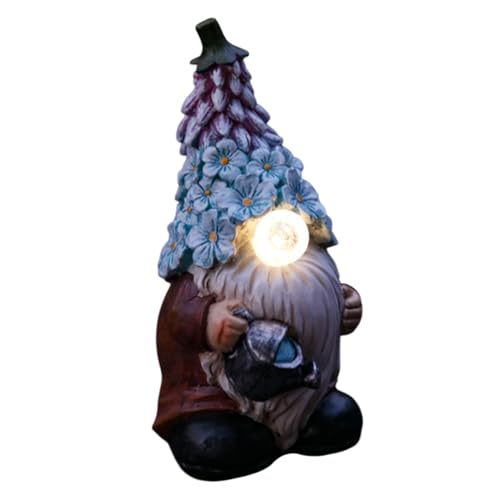 Solar-Powered Gnome Statues, Funny Garden Gnome, Resin Craft Gnome Figurines, Garden Solar Light Gnome, Outdoor Solar Gnome, Whimsical Lawn Ornaments 7.48x3.54x3.54 inches for House and Farmhouse