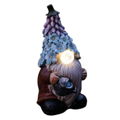 Solar-Powered Gnome Statues, Funny Garden Gnome, Resin Craft Gnome Figurines, Garden Solar Light Gnome, Outdoor Solar Gnome, Whimsical Lawn Ornaments 7.48x3.54x3.54 inches for House and Farmhouse