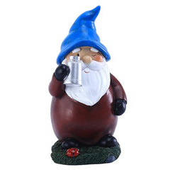 Solar Garden Gnome, Lawn Gnome Statue, 4.92x3.94x7.48inch Weather Resistant Sculpture with LED Lights, Seasonal Holiday Display, Patio Table Centerpiece for Outdoor Garden Decor