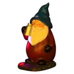 Solar Garden Gnome Statue, Weather-Resistant Lawn Gnome with LED Light, Whimsical Outdoor Decoration for Patio, Yard, Holiday Displays, Tabletop Centerpiece, 12.5x10x19cm