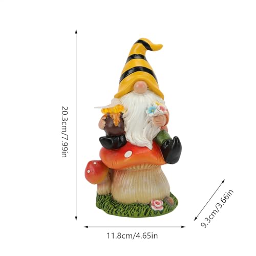 Vriusi Solar LED GNOME Statue Resin GNOME Sculpture Outdoor Garden Decor Lawn GNOME Figurine Solar Yard Decor Solar-Powered GNOME LED GNOME Yard Statue Garden GNOME Light Outdoor Tabletop GNOME