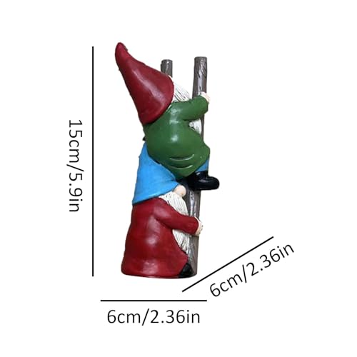 Resin Garden Gnomes, Dwarf Sculpture Statues, Resin Figurine, Cartoon Dwarf Garden Statues, Stair Climbing Dwarf, Cartoon Garden Gnomes for Patio Fence Garden Outdoor