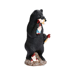 SUPVOX 1Pc Bear Eating Gnome Figurine Lifelike Black Bear Statue for Outdoor Garden Decoration Patio Art Sculpture for Courtyards Lawns and Terraces Year Home Decor