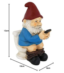 Funny Garden Gnome Ornament, Naughty Garden Gnome on a Toilet Garden Gnome Figurine Funny Gnomes Set for Yard Lawn,Garden Sculptures Statues