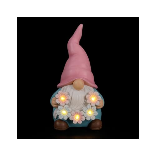 Cute Solar Garden Gnome Light Decoration, One Colour Selected At Random LED Waterproof Resin Statue Outdoor Decor Multi-Colour Garden Balcony Decoration