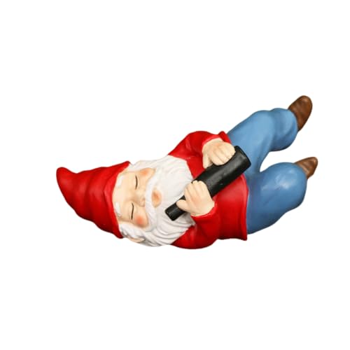 Sengocis 4.72” Gnome Garden Statue Outdoor Decor, Naughty Gnomes Sculpture Resin Dwarf Figurine for Patio Lawn Yard Home Decorations Funny Christmas Garden Gifts(Lie on Back)
