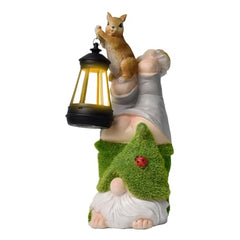 Garden Gnome Statues, Solar Garden Gnomes Squirrel Lantern Figurines, Whimsical Sculptures Funny Resin Lawn Ornaments for Backyard, Patio, Porch, Flowerbed, Pathway, Yard, Balcony