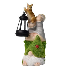 Garden Gnome Statues, Solar Garden Gnomes Squirrel Lantern Figurines, Whimsical Sculptures Funny Resin Lawn Ornaments for Backyard, Patio, Porch, Flowerbed, Pathway, Yard, Balcony