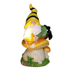 ZXDTVFGN Solar Gnome,Resin Lying Mushroom Gnomes Decorations for Yard | Garden Figurine, Weatherproof Outdoor Statue Sculpture Holding Honey Jar for Yard Patio