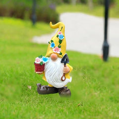 Garden Gnomes Statues, Solar Gnomes Decorations, Dwarf Sculptures with LED Light for Landscape Yard Lawn Backyard Patio Porch