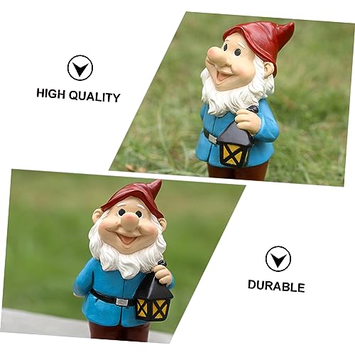 Happyyami Garden Gnomes Statue Resin Dwarf Ornament Resin Decoration for Fairy Garden Home Office Desktop Decor