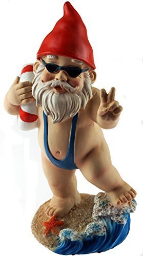 Blue Whale Gifts 15cm Funny Gnome Garden Ornament - Mankini/Life Ring Design