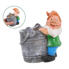 SUPVOX Creative Fairy Gnome Resin Flower Pot Planter for Indoor and Outdoor Use Compact Decorative Succulent Container with Playful Garden Statue for Desks Shelves and Windowsills