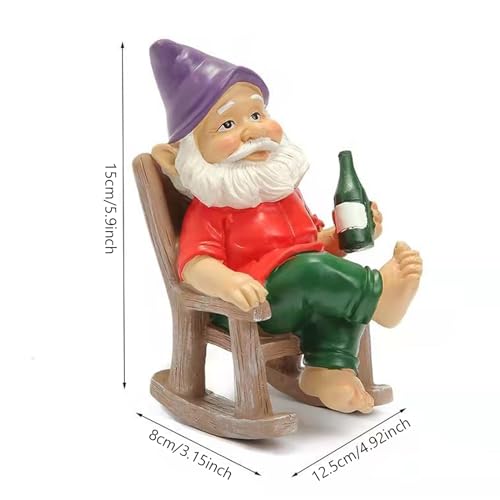 MOUNTTU Funny Garden Gnomes Decoration Statue Resin Rocking Chair Dwarf Ornament Mini Garden Gnome Statue Ornaments #·