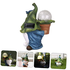 Toyvian 1PC Solar Energy Resin Old Man Decorative Lamp Unique Garden Decor Soft Lighting for Home Party present for Festivals and Holidays