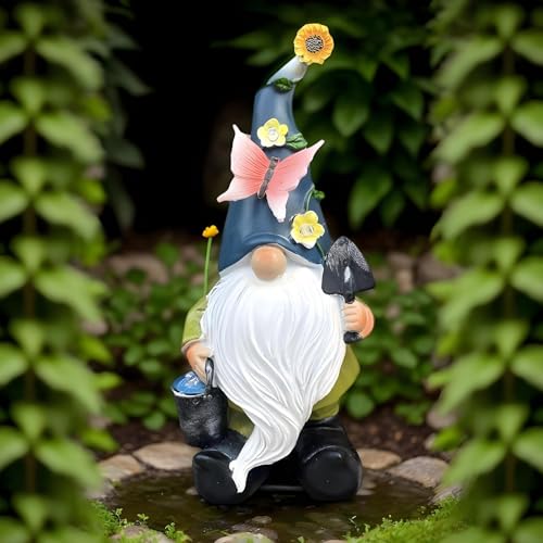 Solar Garden Gnomes, Outdoor Statue, Resin Sculptures 10.63x5.12x5.91 inches, Decorative Lighting Feature, Weatherproof Design, Light Accent, Patio Lawn Yard Backyard Décor