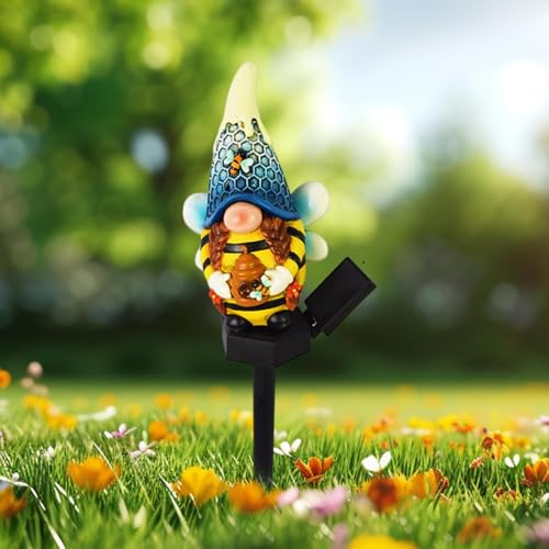 Wpsagek Solar Gnome - Solar Garden Gnome Statue Decorative Figurine Lights - Outdoor Statues Gnome Lamp, Fairy Garden Accessories for Outside Decor