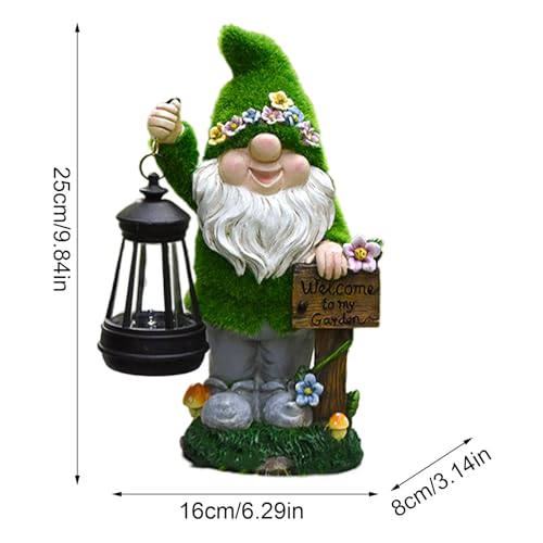 Solar Gnomes Decor, Garden Lantern Statue, Outdoor Yard Sculpture, Weather-Resistant Build, Automatic Light Sensor, Perfect for Home Gardens, Kids' Spaces, Friendly Presents, 6.3x3.15x0.98 inches