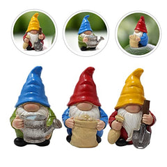 Happyyami 3pcs Resin Garden Gnome Statues Outdoor Fairy Garden Accessories for Yard Decor