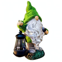 TERESA'S COLLECTIONS Funny Garden Gnome with Lantern, Gonk Statues Solar Garden Ornaments Outdoor, Waterproof Garden Gifts for Patio Lawn Yard Decorations, 33cm Tall