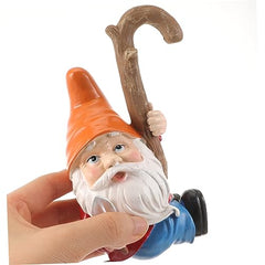 Happyyami 2pcs Garden Gnome Statue Charming Outdoor Decor for Garden Gnome Figurines Hooks Tree Ornaments for Home and Patio