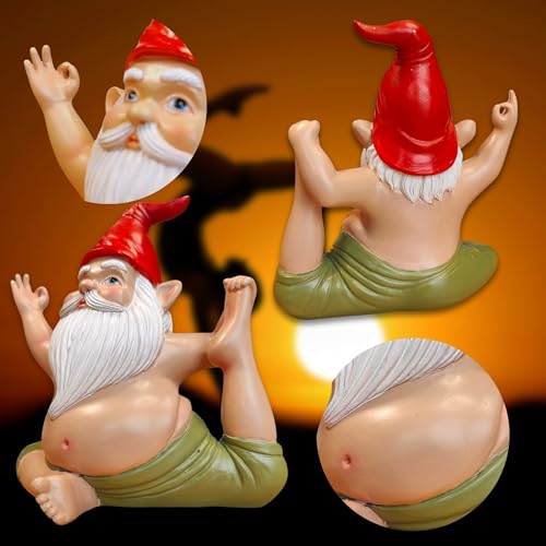 synxzen Funny Yoga Garden Gnome - 17 cm Garden Gnome Decoration, Meditation Gnome Figure for Indoor and Outdoor Use, Unique Gift for Women, Men, Garden Lovers & Yoga Enthusiasts