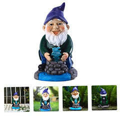 Happyyami Garden Dwarf Solar Light Weatherproof Resin Gnome Statue for Outdoor Decor Garden Ornament Unique