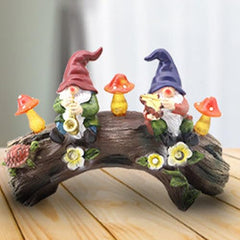 Gnome Garden Statue, Resin Garden Gnomes, Mushroom Solar Light, Miniature Figurines for Yard, Patio Lawn Decorations, Outdoor Gnome Statues, Solar-Powered Garden Decor, Cute Yard Ornaments, Lawn Art