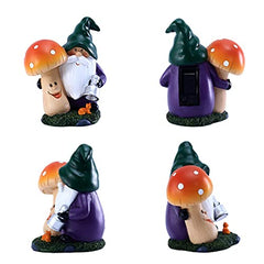 Storage Bag Garden Statue Outdoor Gnomes Holding Mushroom Figurine Built-in Solar Light Sculpture Decor For Patio Yard Art Ornament