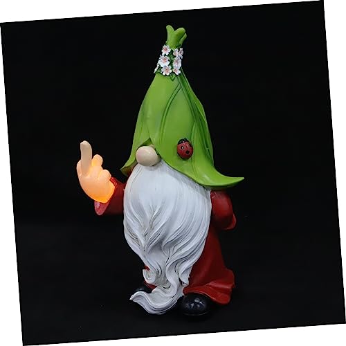 Toyvian Garden Gnome Statue Solar Light Outdoor Decoration Creative Gnome Figurine with LED Illumination for Unique Garden Ornaments for Lawn Patio Backyard Decor