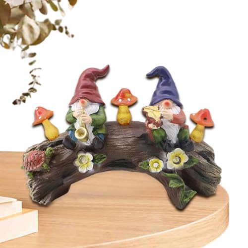 Gnome Garden Statue, Resin Garden Gnomes, Mushroom Solar Light, Miniature Figurines for Yard, Patio Lawn Decorations, Outdoor Gnome Statues, Solar-Powered Garden Decor, Cute Yard Ornaments, Lawn Art