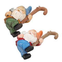 Happyyami 2pcs Garden Gnome Statue Charming Outdoor Decor for Garden Gnome Figurines Hooks Tree Ornaments for Home and Patio