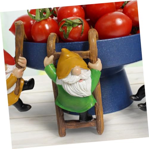 Toyvian 2sets 3pcs Dwarf Statues for Garden Decor Unique Gnome Hanging Ornaments Intricate Tree Pendants for Outdoor Spaces Lively Courtyard Decoration 3pcs*2