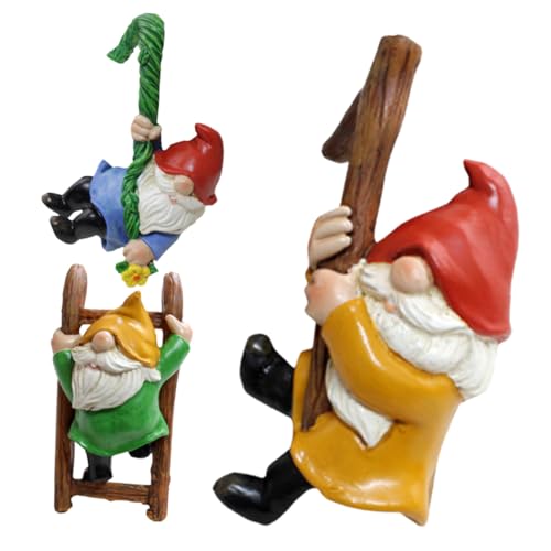 Toyvian 2sets 3pcs Dwarf Statues for Garden Decor Unique Gnome Hanging Ornaments Intricate Tree Pendants for Outdoor Spaces Lively Courtyard Decoration 3pcs*2