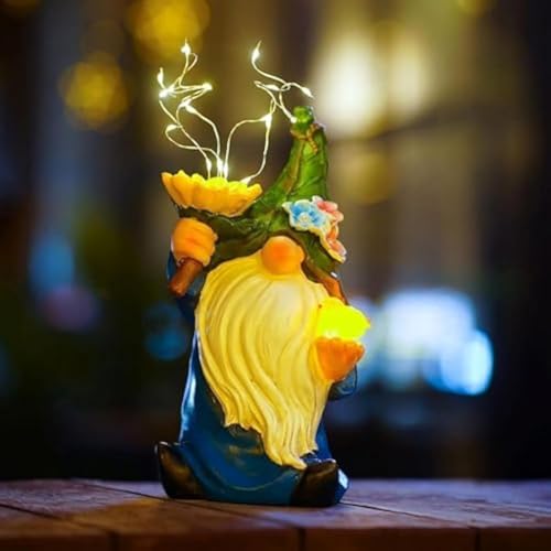Garden Solar Sculpture, Outdoor Yard Decorations, Resin Gnome-Shaped Solar Statue, Weatherproof Night Lamp Design, Ideal for Lawn Backyard Pathway Patio Poolside Porch Housewarming