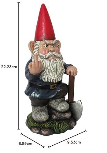 World Of Wonders Naughty Garden Gnome with Axe Flipping Bird Statue