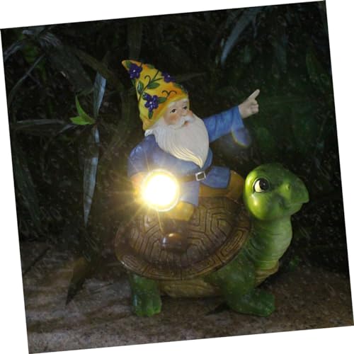 Happyyami Cartoon Solar Gnome Lamp Ornament Solar-Powered Resin Garden Decor for Outdoor Use and Weather-Resistant Unique Decoration for Home and Lawn