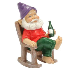 Xoeryoy Funny Garden Gnomes Decoration Statue Resin Rocking Chair Dwarf Ornament Mini Garden Gnome Statue Ornaments #·