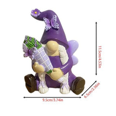 Gnome Ornament, Purple Gnomes Decorations, Gnome Garden Statue, Whimsical Garden Figurines, Male and Female Gnome Statues, Desktop Violet Gnomes Figurine Decor for Patio, Desk, Shelf