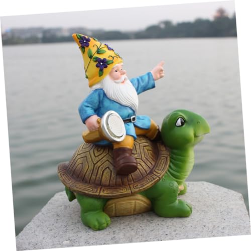 Happyyami Cartoon Solar Gnome Lamp Ornament Solar-Powered Resin Garden Decor for Outdoor Use and Weather-Resistant Unique Decoration for Home and Lawn