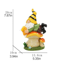 Solar Gnome Mushroom Garden Statue, Solar Garden Gnome Statue, Mushroom Garden Statue with Solar Light, Solar Powered Gnome Statue, Solar Gnome with Mushroom, Outdoor Solar Garden Gnome